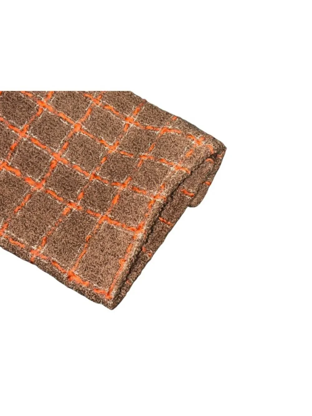 Chanel Tweed Tailored Jacket Single CC Logo Brown Orange 38